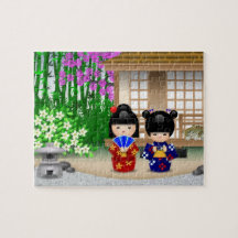 Salon de thé de Kokeshi Puzzles Avec Photo