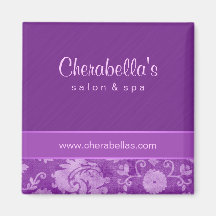 Salon Fridge Magnet Spa floral damask purple