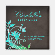 Salon Fridge Magnet Spa Floral Trendy Blue Green