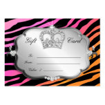Salon Gift Card Bright Zebra Silver Pink Crown Business Cards