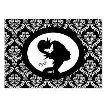 Salon Gift Card Butterfly Woman Silhouette BW Business Card