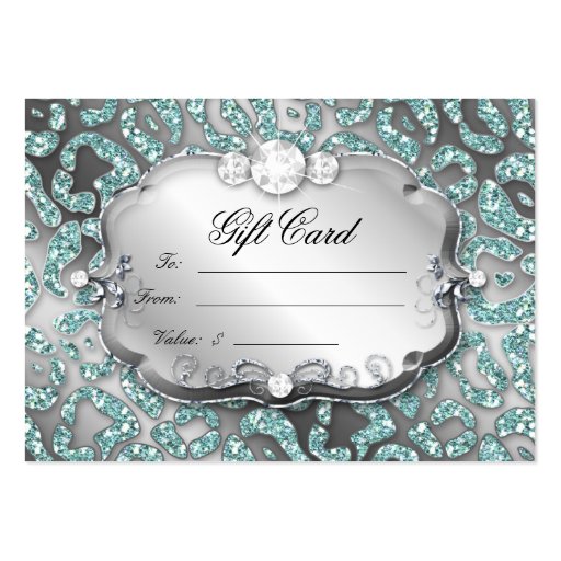 Salon Gift Card Jewellery Leopard Teal Silver Spar Business Card