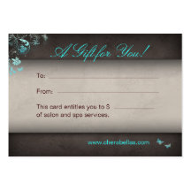 Salon Gift Card Spa Butterfly Business Card Templates