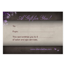 Salon Gift Card Spa Butterfly purple Business Cards