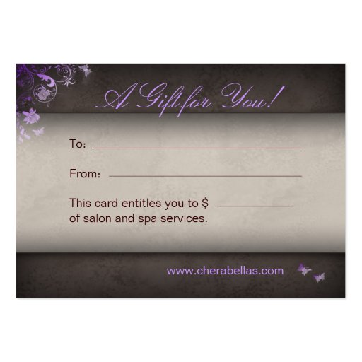Salon Gift Card Spa Butterfly purple Business Cards