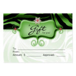 Salon Gift Card Spa Zebra Animal Green Black Xmas Business Card
