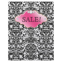 SALON Jewellery Flyer Floral Damask Pink Gold BW