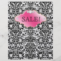 SALON Jewellery Flyer Floral Damask Pink Gold BW
