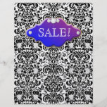 SALON Jewellery Flyer Floral Damask Purple Blue BW