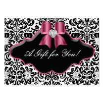 Salon Jewellery Gift Card Bow Floral Damask Pink 2