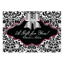 Salon Jewellery Gift Card Bow Floral Damask Pink