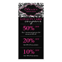 Salon Marketing Cards Damask Pink Floral Rack Card