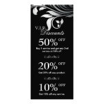 Salon Marketing Cards Elegant Floral Silver Black Customized Rack Card