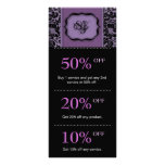 Salon Marketing Cards Purple Floral Damask Custom Rack Card