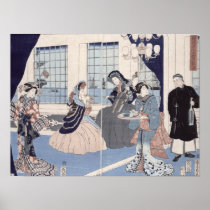 Salon of a house of foreign merchants at poster