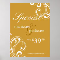 Salon Poster Spa Gold & White Swirls