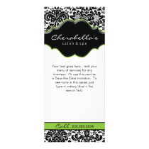 Salon Rack Card Damask Lime Green Floral Spa