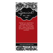 Salon Rack Card Damask Xmas Red Floral Spa