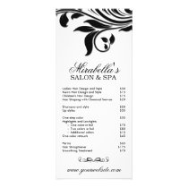 Salon Rack Card Spa Leaf Floral White Black