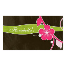 Salon Spa Business Card Floral Pink Brown Tropical