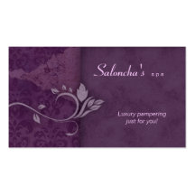 Salon Spa Business Card purple aged damask