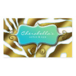 Salon Spa Business Card Retro Zebra Blue Gold