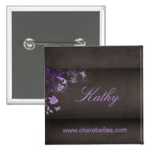 Salon Spa Butterfly Name Tag Button Brooch purple