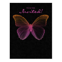 Salon Spa Butterfly Postcard Invitation Pink