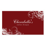 Salon Spa Floral Business Card Swirls Red