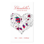 Salon Spa Floral Heart Red Colourful Business Card Templates
