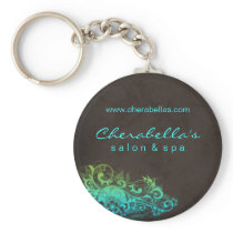 Salon Spa Floral Key Chain Blue Green