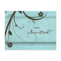 Salon Spa Floral Postcard Invitation watery blue