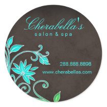 Salon spa floral sticker blue brown