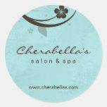 Salon spa flower sticker watery blue brown