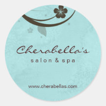Salon spa flower sticker watery blue brown