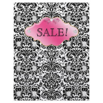 SALON Spa Flyer Floral Damask Pink Gold BW
