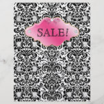 SALON Spa Flyer Floral Damask Pink Gold BW