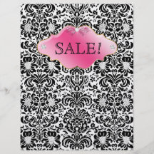 SALON Spa Flyer Floral Damask Pink Gold BW