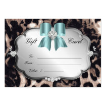Salon Spa Gift Card Valentine Leopard Silver Blue
