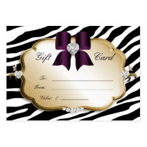 Salon Spa Gift Card Valentine Zebra Gold Eggplant