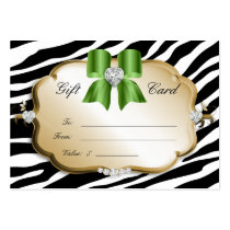 Salon Spa Gift Card Valentine Zebra Gold Green 2