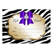 Salon Spa Gift Card Valentine Zebra Gold Purple