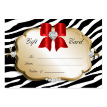 Salon Spa Gift Card Valentine Zebra Gold Red
