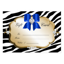 Salon Spa Gift Card Valentine Zebra Gold Royal Blu