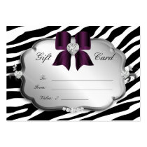 Salon Spa Gift Card Valentine Zebra Silver Eggplt