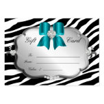 Salon Spa Gift Card Valentine's Zebra Silver Blue Business Cards