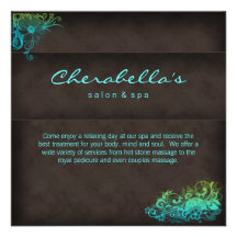 Salon Spa Invitation - Postcard Turq blue green