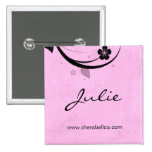 Salon Spa Name Tag Button Brooch watery pink