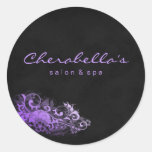 Salon spa sticker black suede floral purple