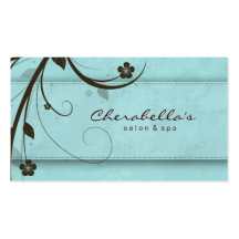 Salon Spa Watery Blue Floral Elegant Business Card Template